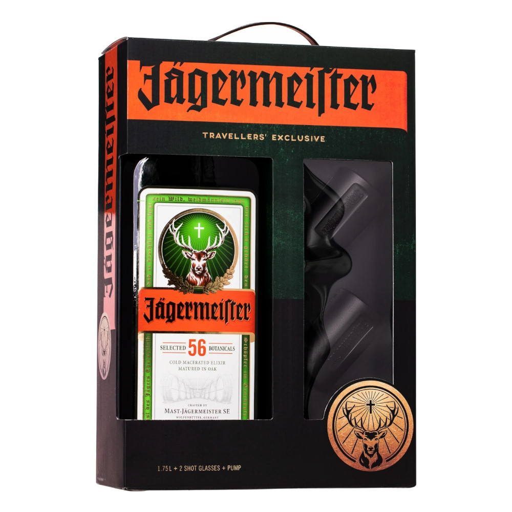 Likier Jagermeister + 2 kieliszki 35% 1750 ml Pump Pack