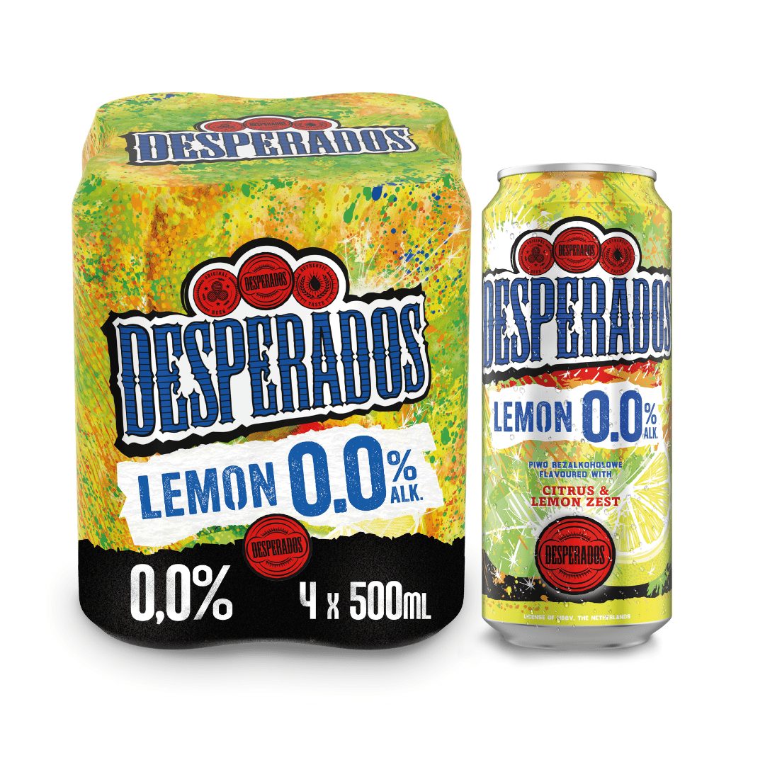 Piwo Desperados Lemon Bezalkoholowe 0% 500 ml 4-pak puszka