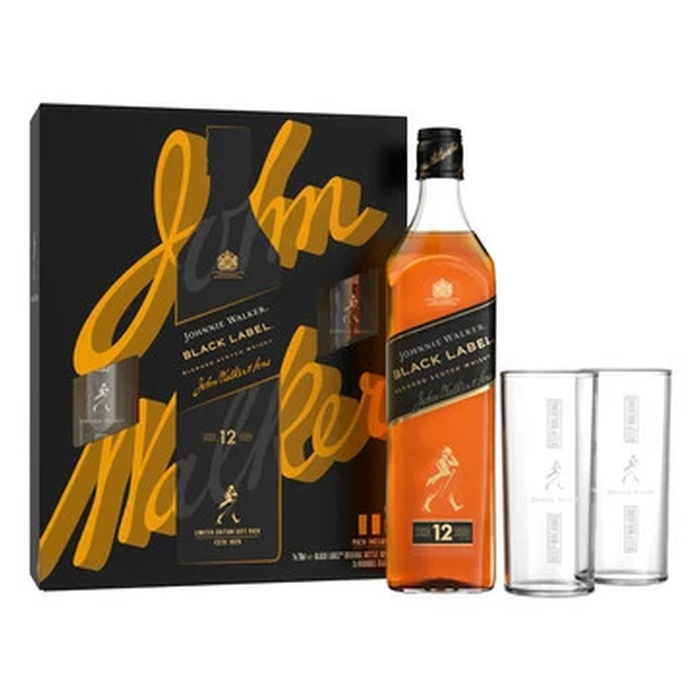 Whisky Johnnie Walker Black 12YO +podkł. i szkl. 40% 700 ml