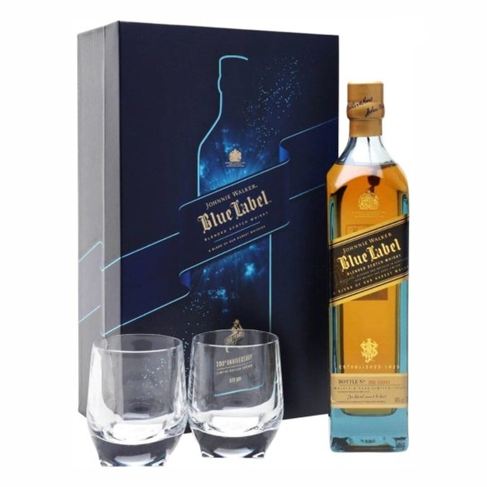 Whisky Johnnie Walker Blue Label 200 Anniversary 40% 700 ml + 2 szklanki