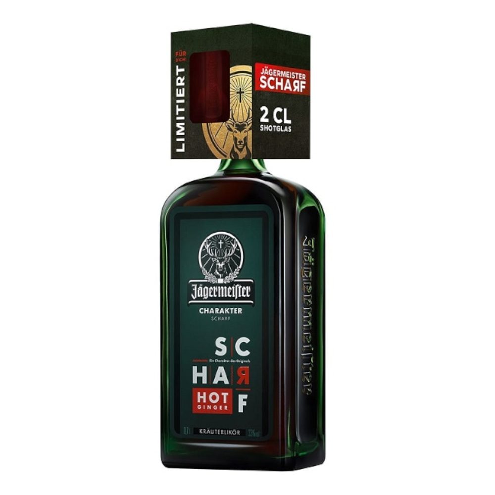 Likier Jagermeister Scharf Hot Ginger + szklanka 33% 700 ml