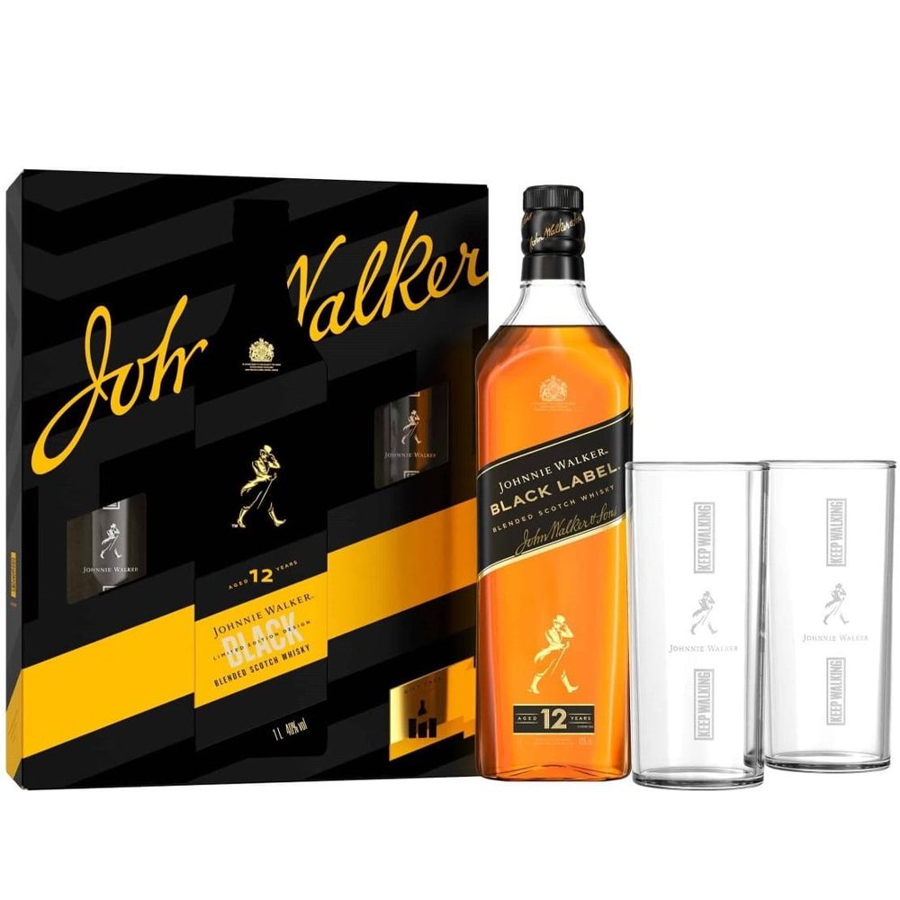 Whisky Johnnie Walker Black 40% 700 ml + 2 szklanki